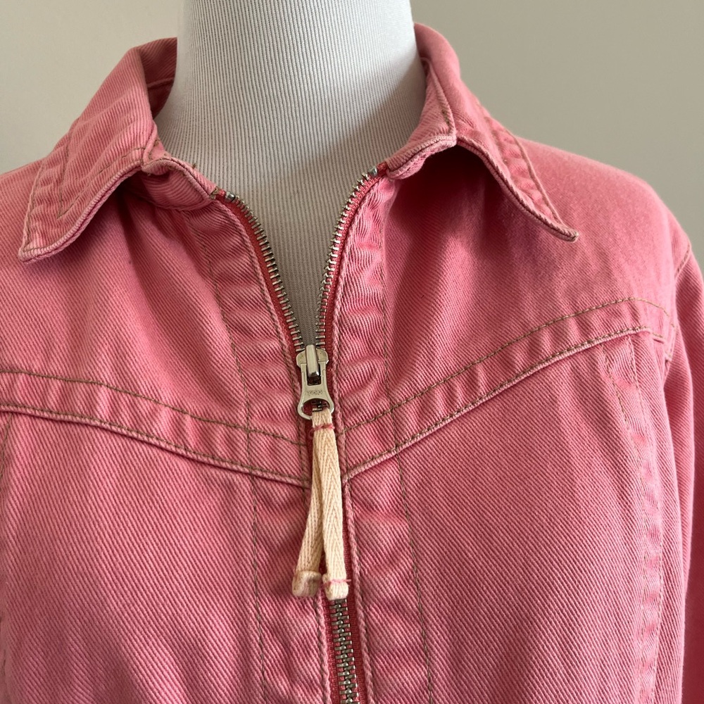CAbi Pink Denim Zip Front Jacket Size Medium Style 254 - Picture 4 of 14